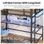 Lit mezzanine double avec bureau et éclairage à DEL, lit mezzanine double en métal avec prise de courant, cadre de lit double avec lit supérieur, garde-corps et échelle, économiseur d'espace,-507437378