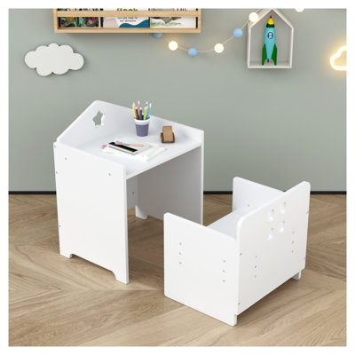 White MDF Montessori Weaning Table and Chair Set for Toddlers