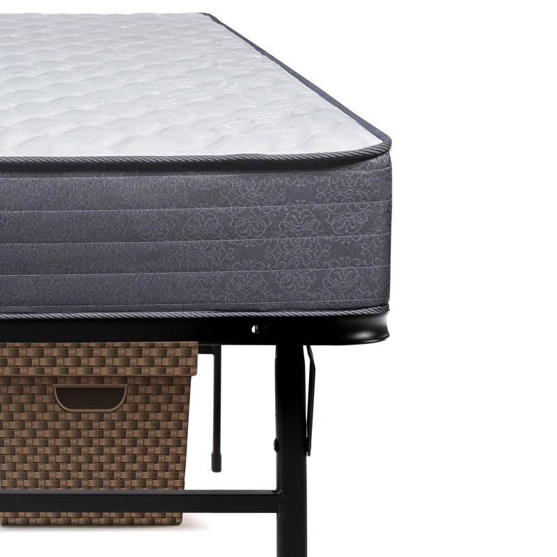 Krause 9" Motion Isolating Innerspring Medium Firm Hybrid Mattress w/ 14" Metal Platform Bed, Full