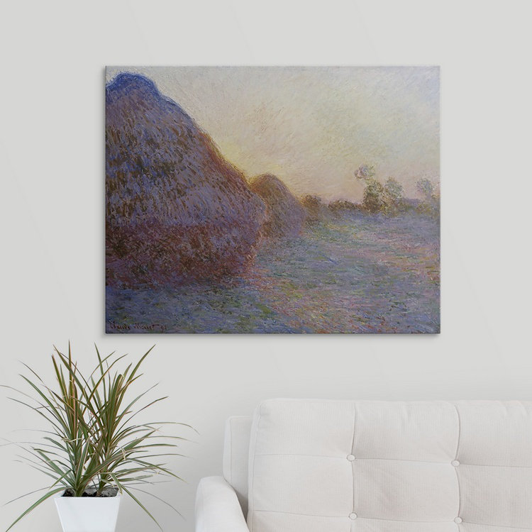 Claude " Haystacks " by Claude Monet, 38" H x 48" W x 1.5" D, Canvas