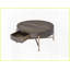 En forme de tambour brun clair & amp; Table basse champagne pour le salon, 1 tiroir de rangement et amp; Assemblage facile