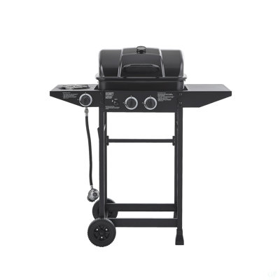 Barbecue au propane 2 brûleurs avec brûleur latéral Barbecue en acier inoxydable à sortie de 24 000 BTU avec grilles émaillées et tables d'appoint pour la cuisine et la terrasse