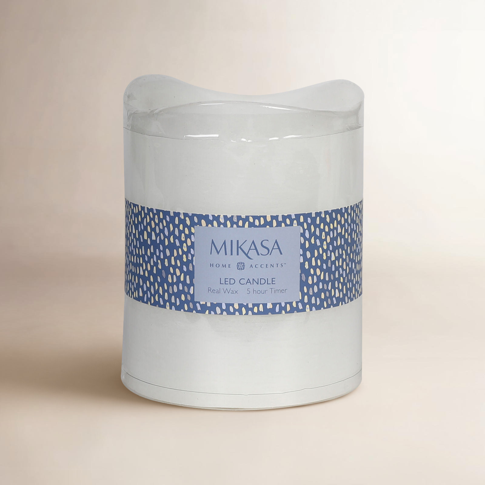 Mikasa Wavy Top LED Unscented Wax Flickering LED Pillar Candles
