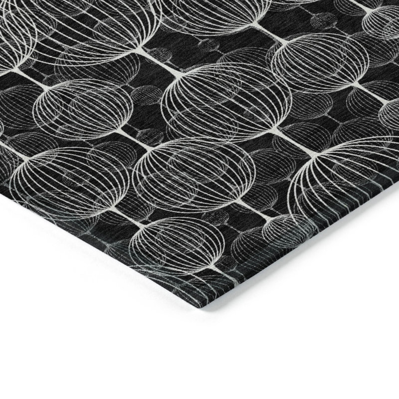 Tapis noir intérieur / extérieur lavable à la machine Mahaney ACN732, Rectangulaire 3 pi x 5 pi