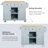 Drop Kitchen Cart With 5 Wheels, 3 Drawers, Grey Blue For Compact Family Organization Island Wheels & Tabletop, Cabinet Storage,-304462144