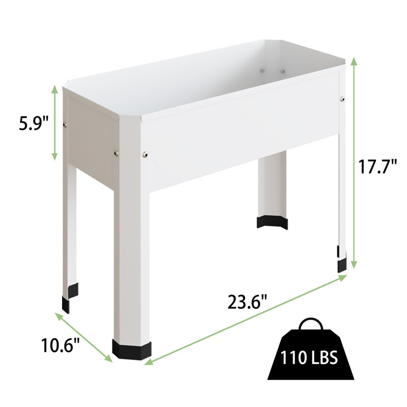Assiyah Metal Elevated Planter, White