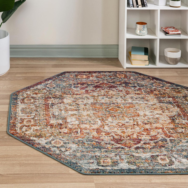 Alresford Oriental Orange Area Rug, Octagon 6'1" x 6'1"