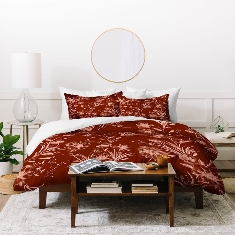 Polyester Floral Duvet Cover, Queen Duvet Cover + 2 Shams