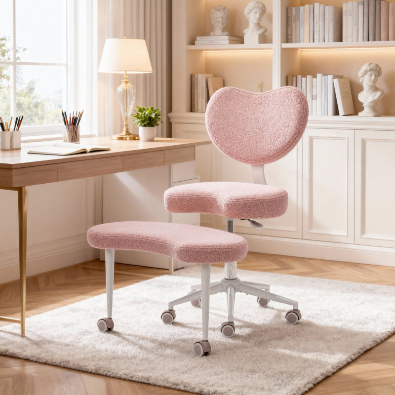 Chaise de méditation Plus, chaise de bureau à pieds croisés avec roues et support lombaire, tabouret réglable Fidget - Teddy