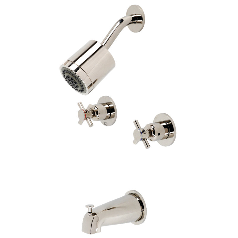 Kingston Brass Concord Double-Handle Tub and Shower Faucet, Polished Nickel