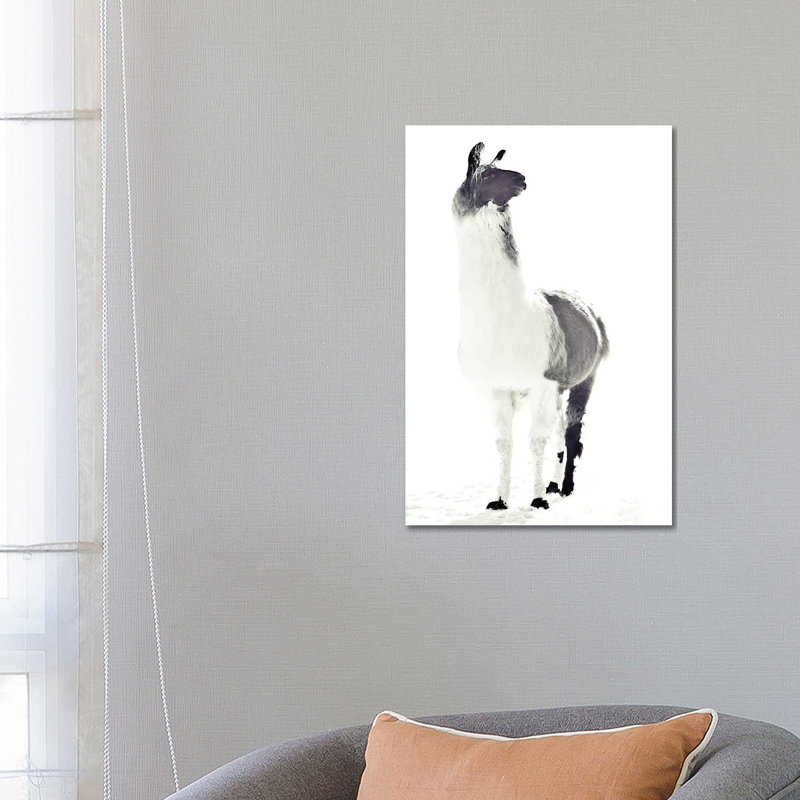 «Fluffy Llama» par Monika Strigel - impression d'art graphique, Toile tendue, Non mat, H 26 po x l 18 po x 1,5 po