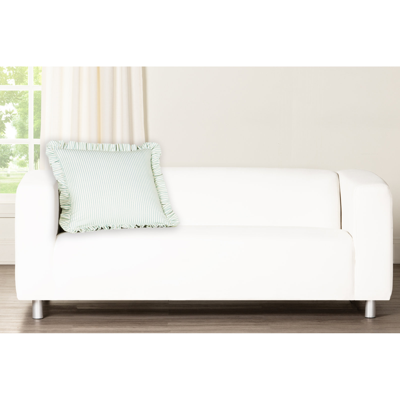 20" x 20" Cotton Throw Pillow, Green, Feather