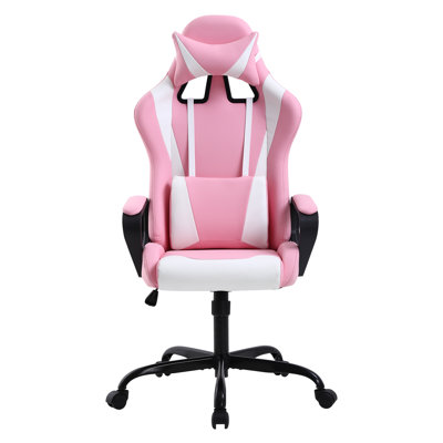 Fauteuil de jeu et de course inclinable et ergonomique en similicuir pivotant avec dossier haut et soutien lombaire Inbox Zero