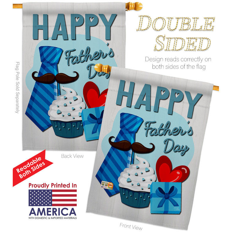 Double Sided 40'' H x 28'' W Polyester Father's Day House Flag