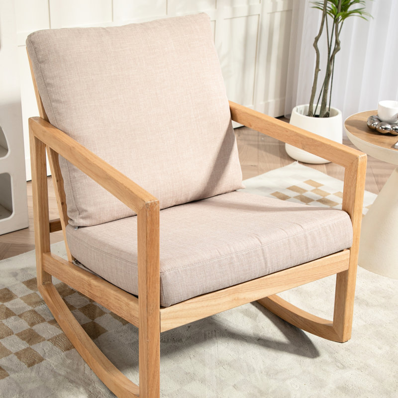 Chaise d'appoint de salon en kaki avec mousse de fibres et base en bois d'hévéa
