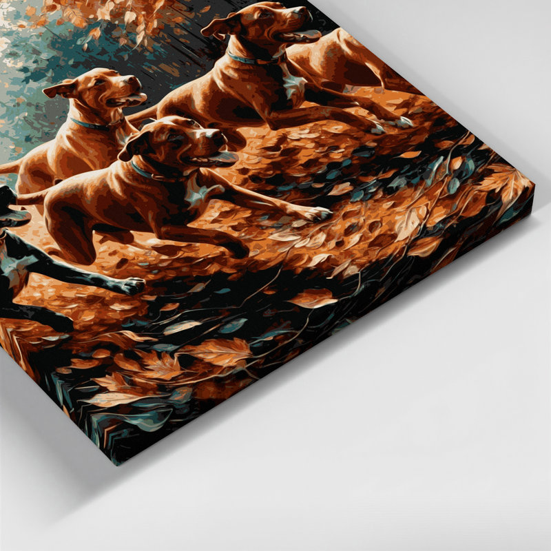 Chiens, art mural sur toile noire Podengo, H 11 po x l 14 po