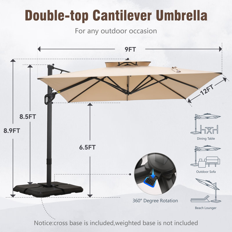 274.3cm Cantilever Parasol, Beige