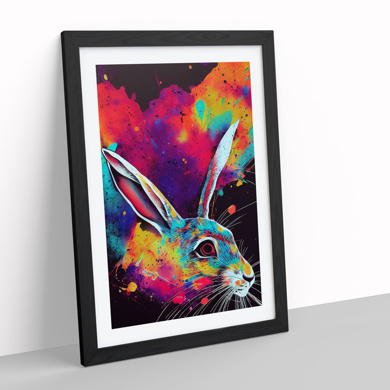 Paint Splashed Hare No.1 - Framed Print, Black, 64cm H x 46cm W x 2cm D