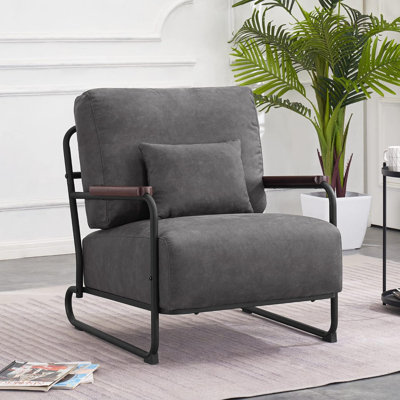 Chaises d'appoint modernes, fauteuil de lecture rembourré avec accoudoirs en bois 