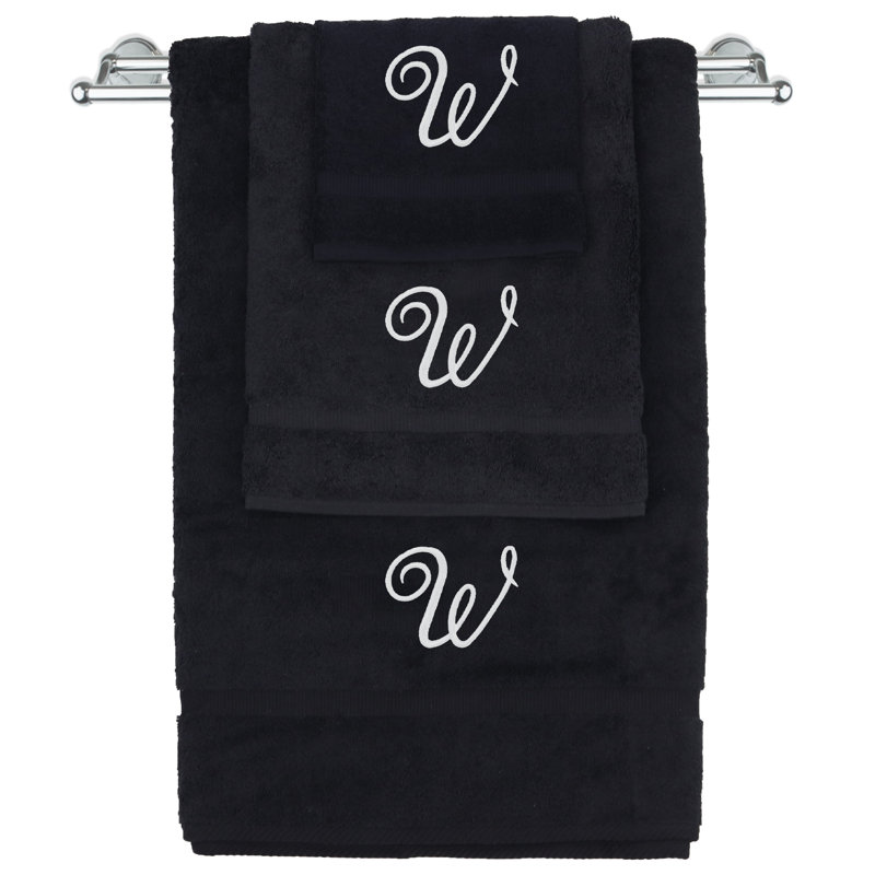 Ensemble de serviettes Marcelline, Noir / blanc, W