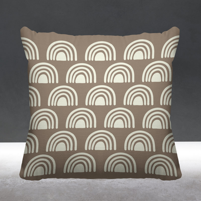 Coussin décoratif à motif abstrait, L 15 po x H 15 po, Beige