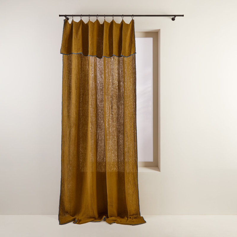 Cotton Blend Curtain Single Panel, 250 x 280cm, Brown