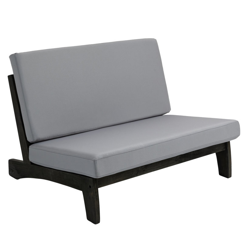 Asharna 111.3Cm Wide Outdoor Straight Loveseat with Cushions, Grey, Dark Brown