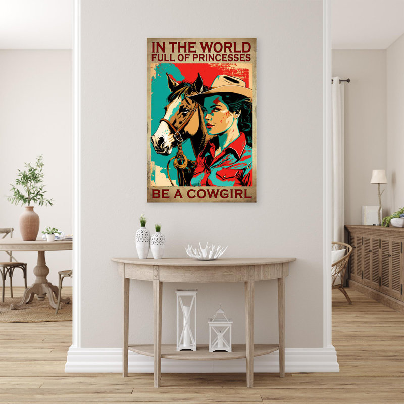 «Be A Cowgirl», reproduction d'art rectangulaire sur toile, pièce 1, H 14 po x l 11 po x P 1,25 po