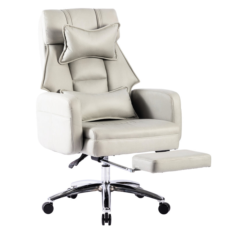 Fauteuil Sedentary confortable en cuir hydrofuge et assise en mousse épaisse, Gris clair