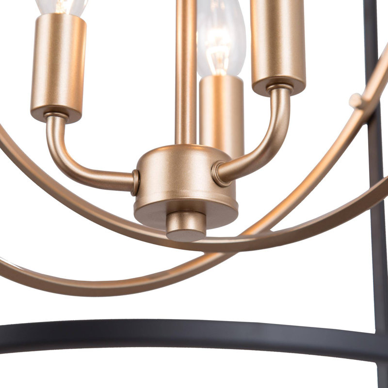 Luminaire suspendu cylindrique unique à 3 lumières or
