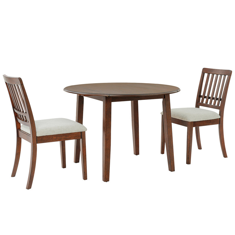 Ensemble de table de salle à manger 3 pièces, 1 table de salle à manger en bois avec 2 chaises rembourrées pour petits appartements et salles à manger