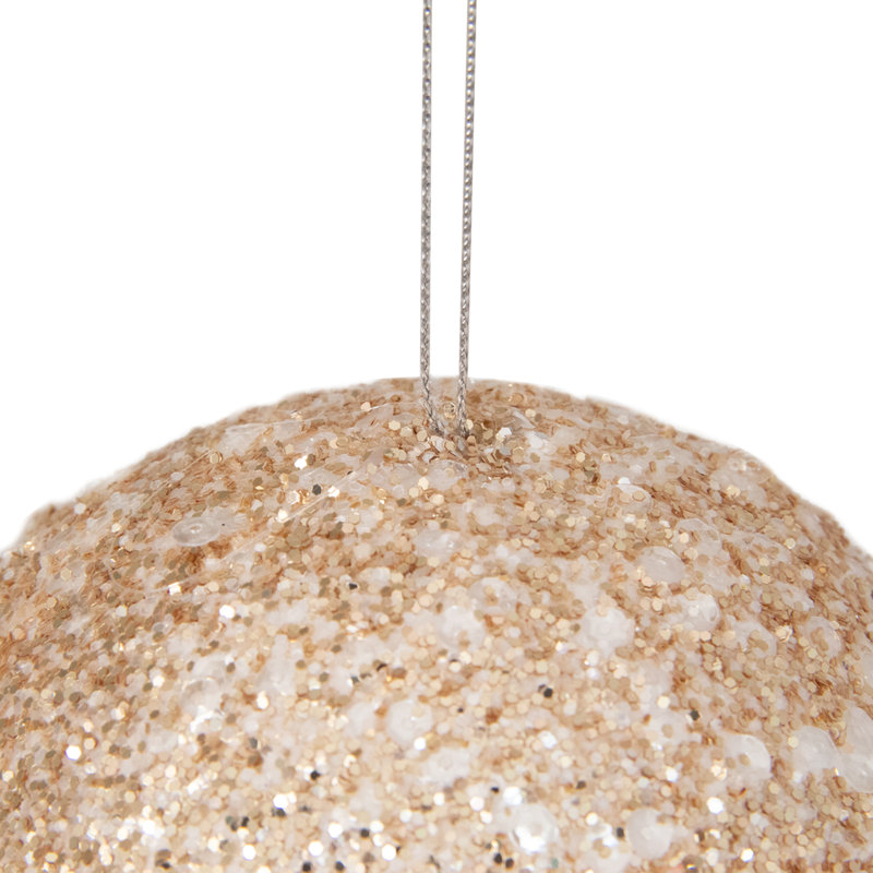 Ornement de Noël boule à paillettes, H 4 po x l 4 po x P 4 po, Or