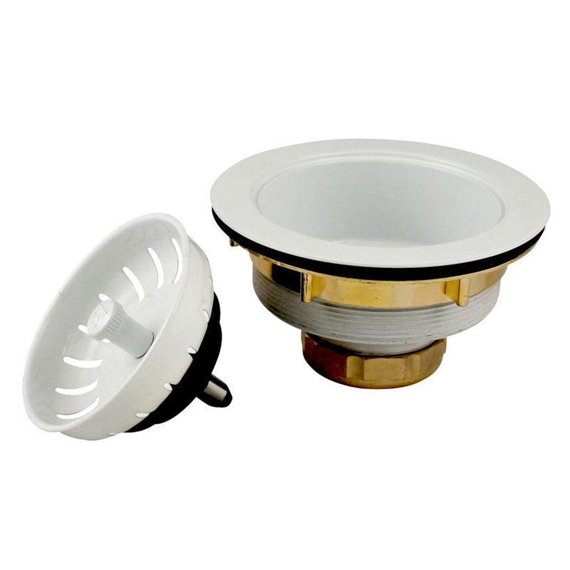 Keeney 3.5 In. Brass Kitchen Sink Strainer In White
