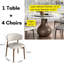 Ensemble de salle à manger 5 pièces pour 4 chaises de table rondes en faux marbre noir-789138355-789138353-786087776