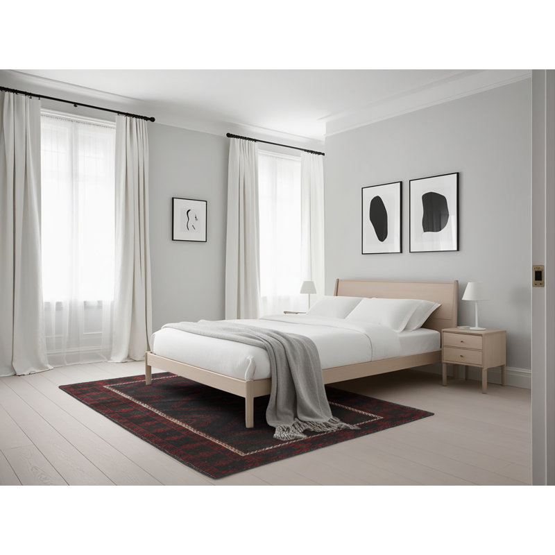 Tapis noir / rouge Southwestern, Rectangle 5 pi x 7 pi