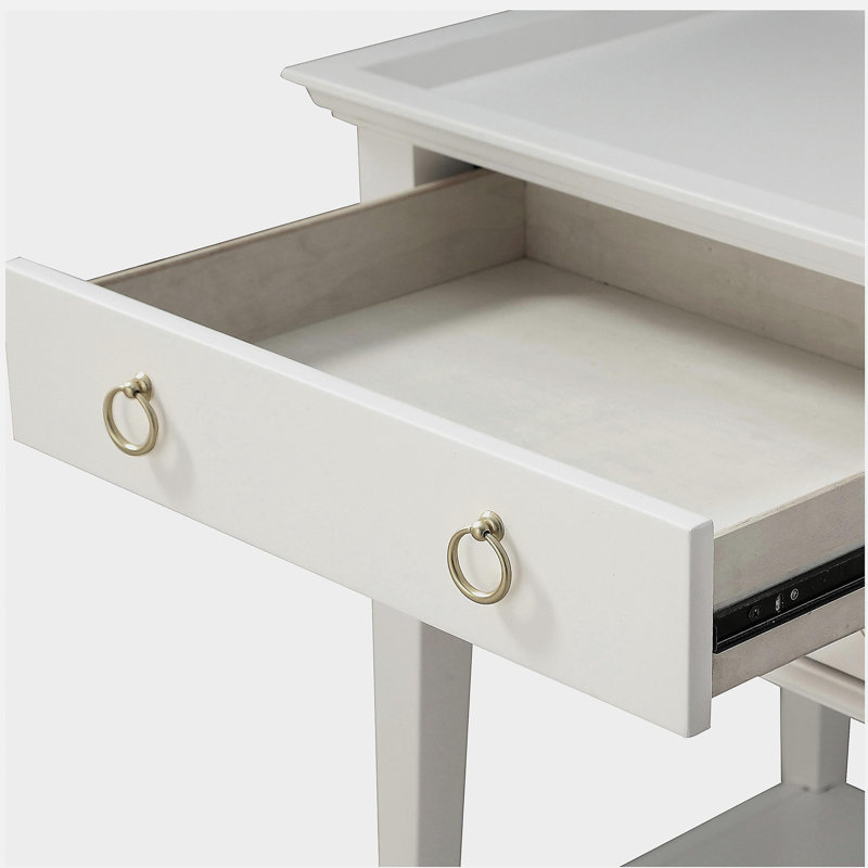 Carmona White 2-Drawer Tray Top Nightstand