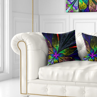 Oreiller à motif floral fractal