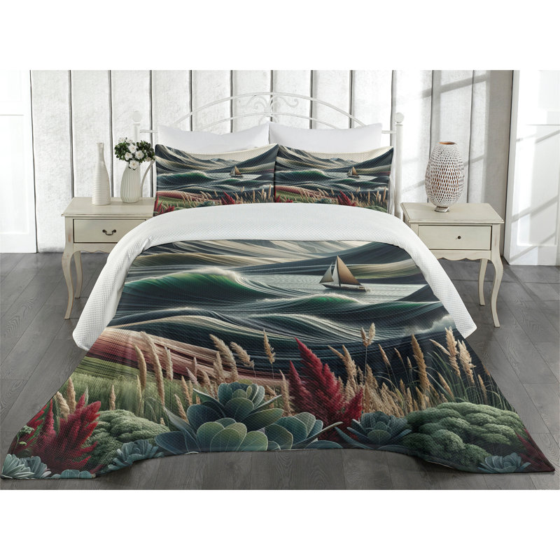 Polyester Floral Coverlet, Queen Coverlet + 2 Standard Shams