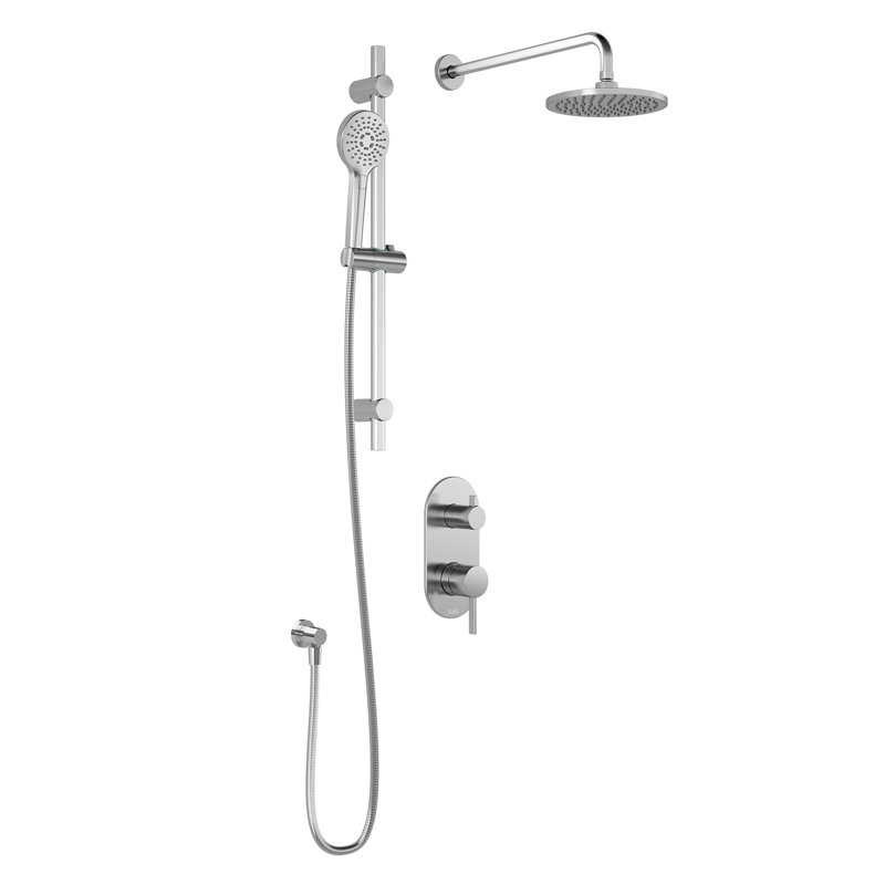 Robinet de douche à pression équilibrée (tempéré et volume) Basico avec valve brute, Chrome