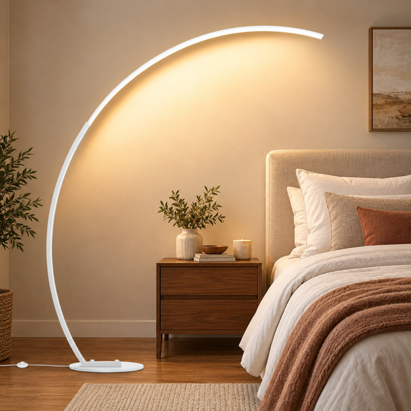70-Inch Three Color-changing Arc Floor Lamp, White