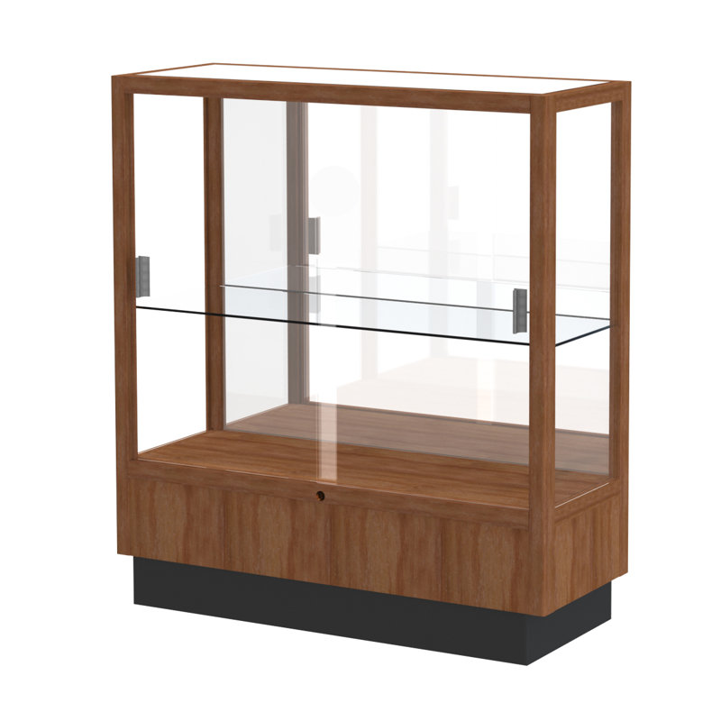 Heritage Honey Maple and Clear Glass Display Case with Adjustable Shelves