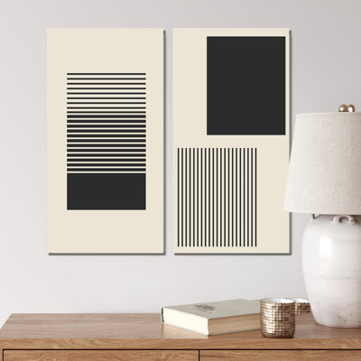 «Minimal Late 20S Geometric Aesthétique I», ensemble de 2 peintures