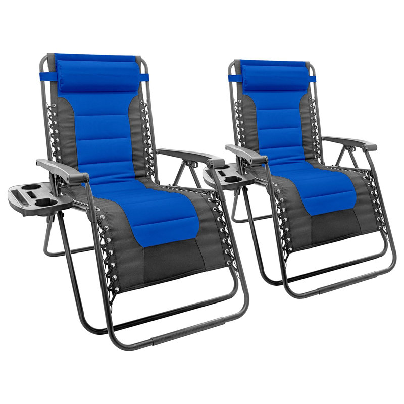 Harbour Housewares 2 Piece Padded Zero Gravity Chair Set , Navy