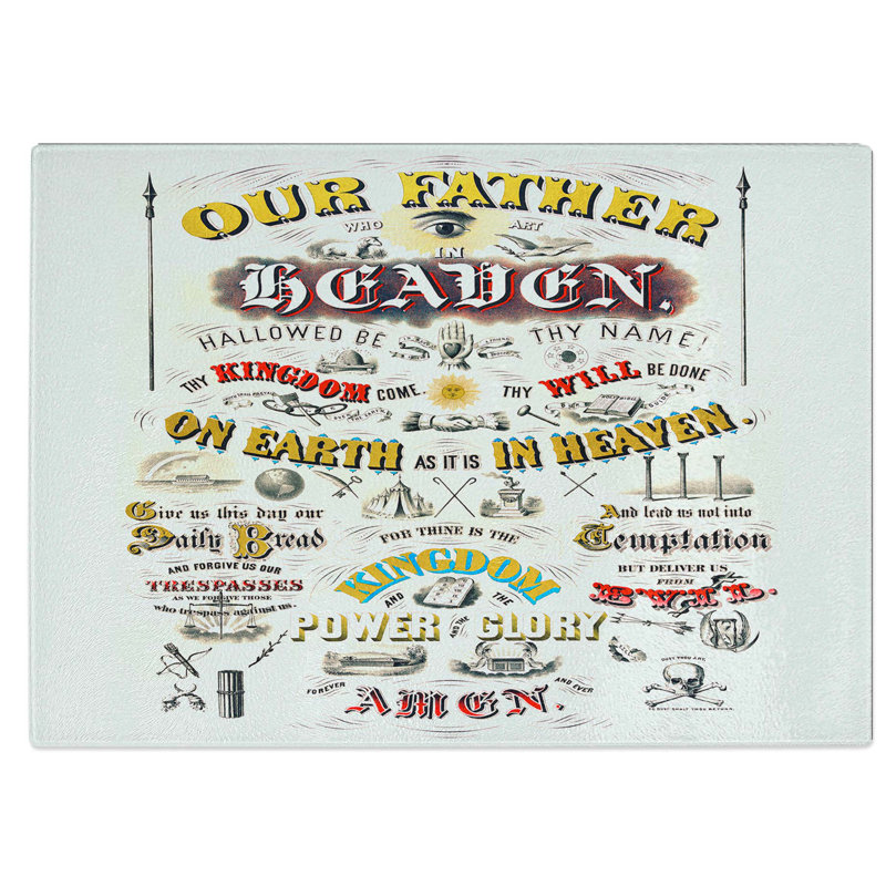 Tempered Glass Our Father Who Art in Heaven Prayer Chopping Board, 28.5 cm W x 20 cm L