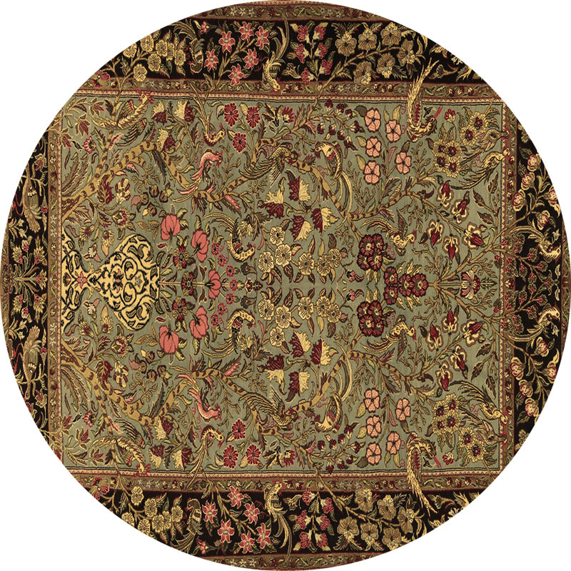 Tapis tissé à la machine Visby en brun / gris / noir, Rond 5 pi