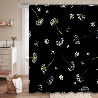 Rideau de douche foncé et bleu sarcelle avec 12 crochets