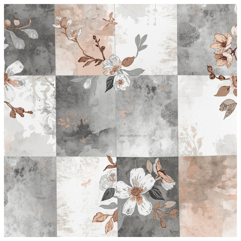 Floral Abstract Checkered Comforter, King