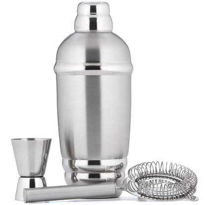 Godinger Cocktail Shaker Set and Martini Glasses Bar Set, Stainless Martini  Shaker with Stemmed Cocktail Glasses and Double Jigger, 4 Piece Gift Set