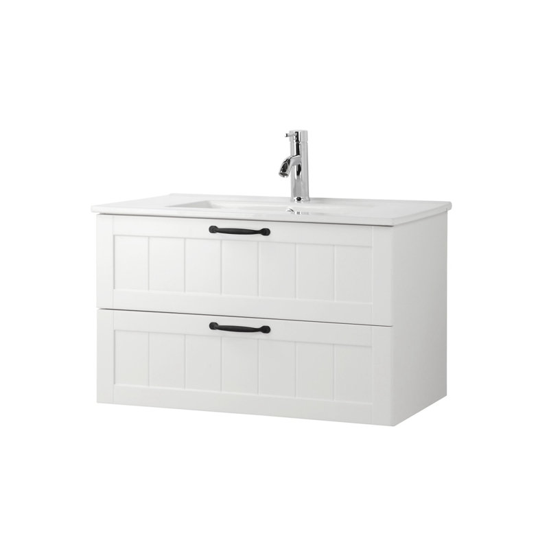 32"Wall Mounted Bathroom Vanity with Ceramic Sink