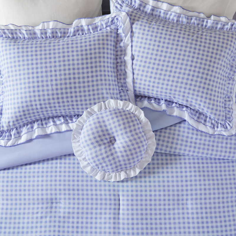 Rowena 4PCS Comforter Set, Blue, Full Comforter + 3 Additional Pieces